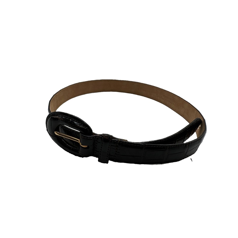 Bespoke Deep Brown Genuine American Alligator Womens Belt Size Small NWT